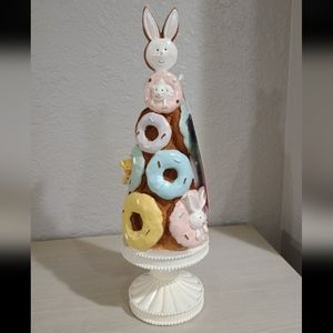 14" Sweet Treats Easter Donuts Gingerbread Tree Pedestal Bunny Rabbit NEW